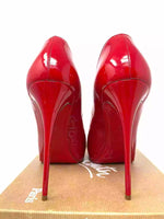 New Very Prive 120 Red Patent Leather Peep Toe Platform Heels 40