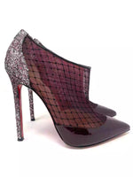 Fillette 120 Maroon Patent Mesh Glitter Booties 39