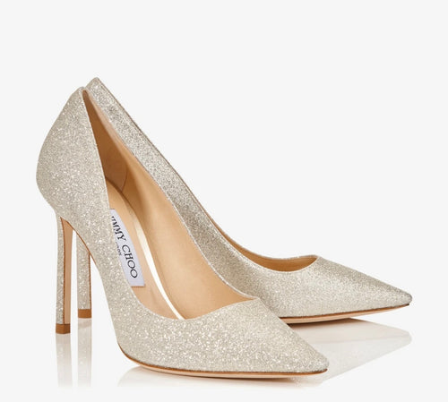 platinum ice glitter heels