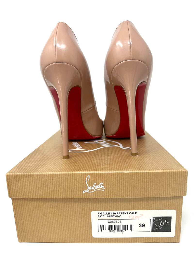 Pigalle 120 Nude Patent Leather Heels 39-40