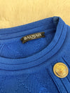 Electric Blue Button Knit Jumper Size UK 12 Medium