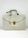Bottega Veneta White Intrecciato Leather Briefcase Business Bag