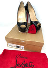 Lady Peep 150 Black Patent Calf Peep Toe Platform Heels 40.5 UK 7.5