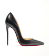 black nappa grained leather heels with signature red soles