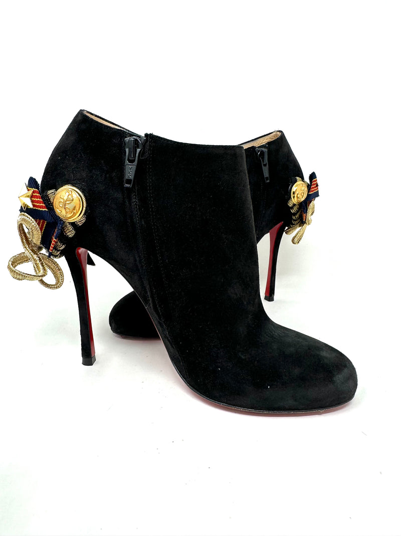 Galobella 100 Black Veau Velour Embellished Ankle Boots 37.5