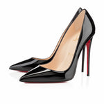 black patent leather heels with signature red soles