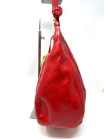 Red Ruby Leather Hobo Shoulder Bag