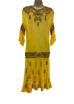 Yellow Silk Lined Tunic Dress Size Small