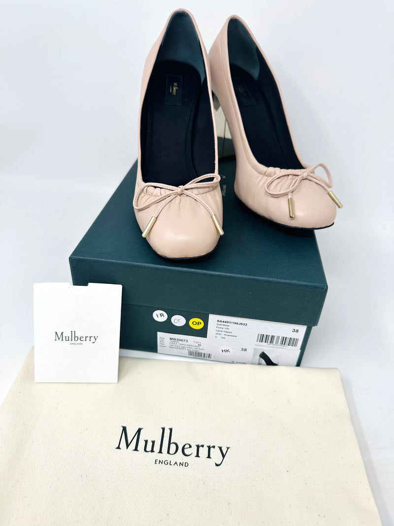Mulberry Rosewater Pink 100 Nappa Leather Mirror Heels 38