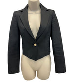 black cropped single buttoned blazer