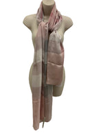 light pink and grey signature 100% silk scarf with signature check logo