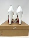 White Patent Leather T Strap Heels 40
