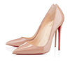 nude patent leather heels with signature red soles