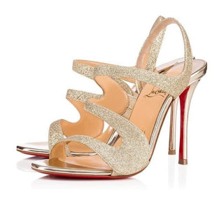 Vavazou 100 Glitter Tonic/Specchio Platine Light Gold Strappy Heels Sandals 38.5 UK 5.5