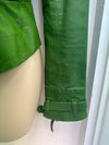 Buckle Waist Leather Jacket in Green Size 40