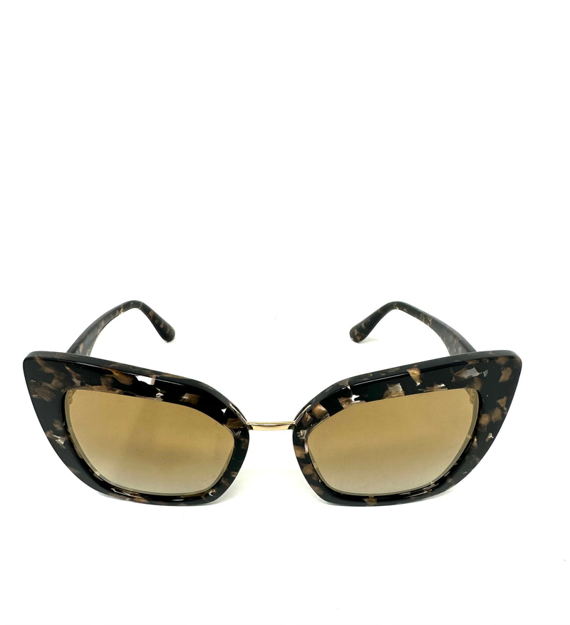 Dolce & Gabbana Printed Frame Gold Tinted Lenses Sunglasses