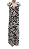 Mykonos Black & White Patterned Midi Dress Medium / UK 12