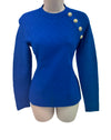 blue viscose gold button detail knit jumper uk 12