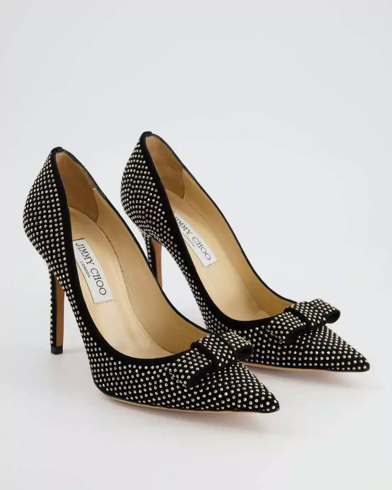 Jimmy Choo Maya Black Suede Pointed Toe Studded Heels 36 UK 3