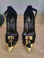 Balmain black velvet heels, size 38 UK5