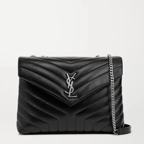 Saint Laurent Medium Black Leather Quilted Shoulder Bag