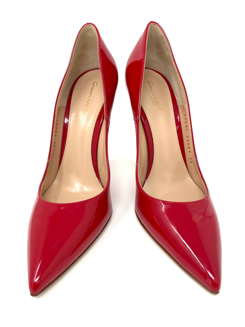 Red patent pointed deals heels