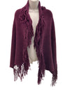 Claude Tassled Burgundy Knit Scarf with Pin