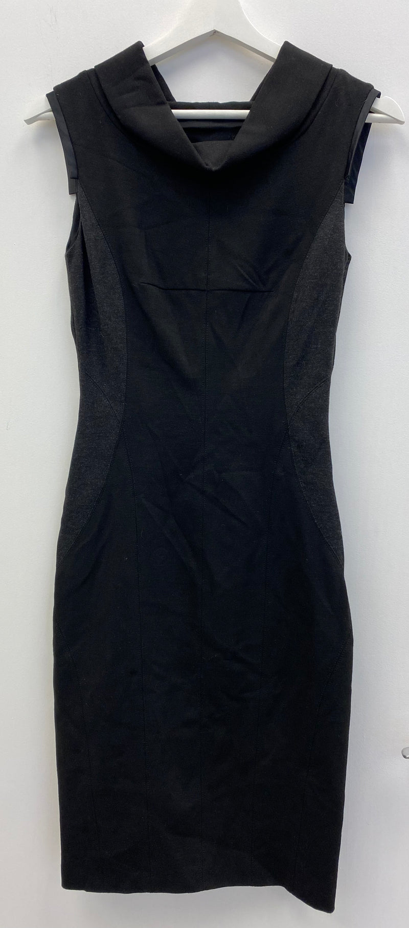 Black Sleeveless Cowl Neck Sheath Dress UK 6