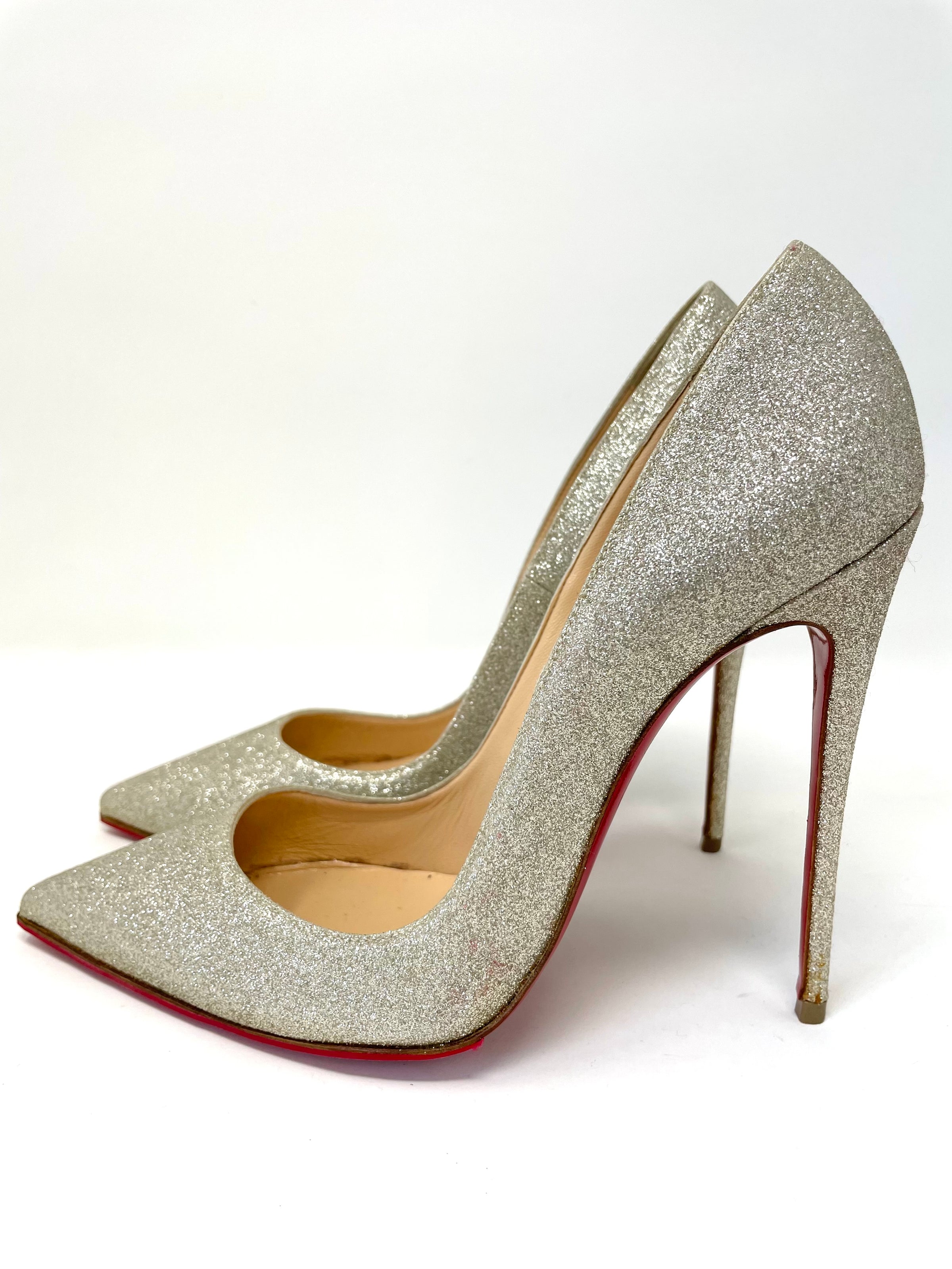Louboutin 'Simple' Glitter 5 inch heel, sz 39.5 - Gee Loretta