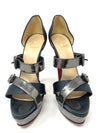 Ambertina 150 Black Metallic Specchio Buckle Platform Heels Sandals 38