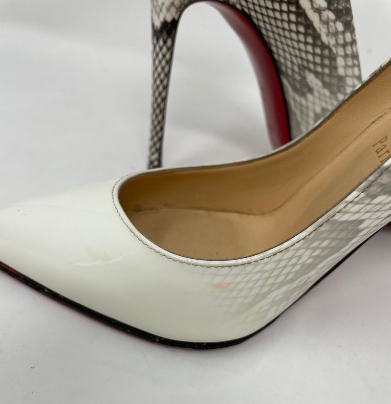 Pigalle Follies 100 White Patent Leather Snake Ombre Heels 37.5