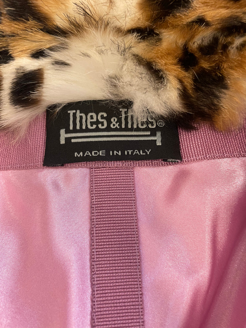 Leopard print coat clearance with pink collar