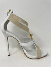 Coline 110 Bianco White Gold Strass Buckle Heels 41