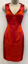 Pink/Orange Colour Block Midi Dress Size 1 UK6