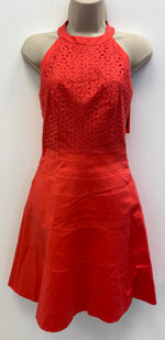 Coral Eyelet Halter Style Dress Size 1 / UK 6