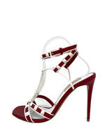Free Rockstud Rosso Red & White T-Strap Sandals 37