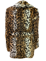 Leopard Print Rabbit Fur Long Sleeve Jacket Size UK 8-10