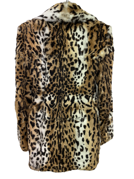 Leopard Print Rabbit Fur Long Sleeve Jacket Size UK 8-10
