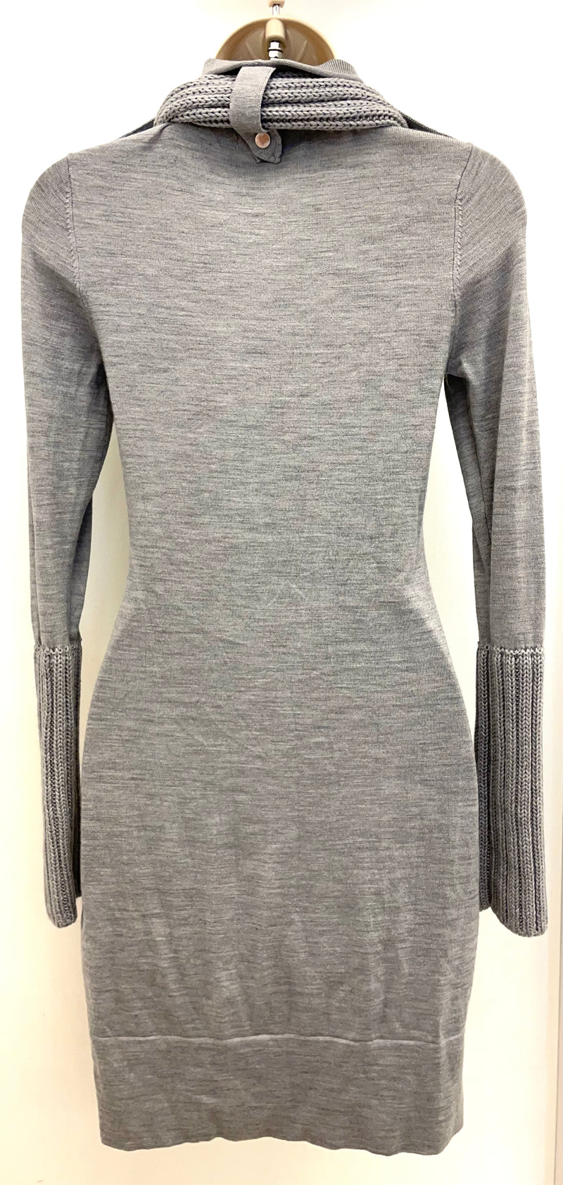 Grey Knit Jumper Dress with Scarf UK 6