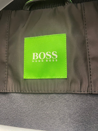 Hugo Boss Mens Black Wool Leather Jacket Large