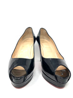 Altadama 100 Black Patent Leather Peep Toe Platform Heels 39