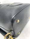 Gancio City Large Black Leather Drawstring Bucket Bag