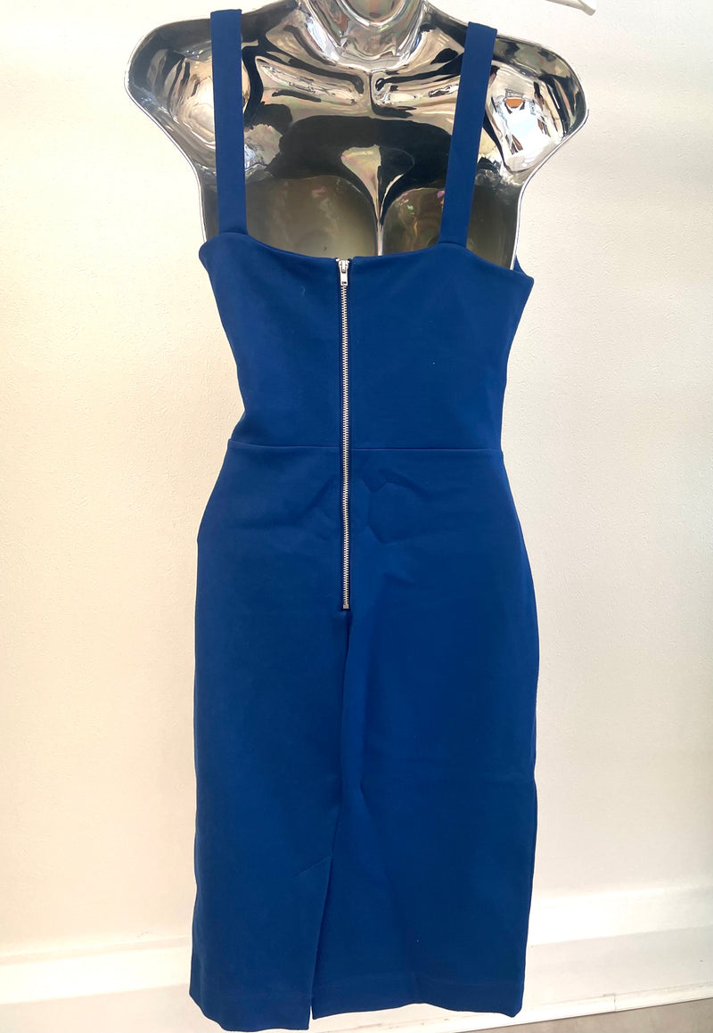 Blue Low Neck Midi Dress UK10
