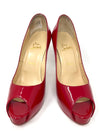 New Very Prive 120 Red Patent Leather Peep Toe Platform Heels 40