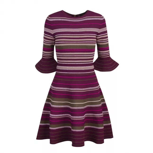 Tayiny Stripe Ottoman Burgundy Dress Size 2 / UK 8