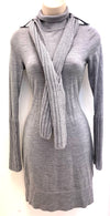 Grey Knit Jumper Dress with Scarf UK 6