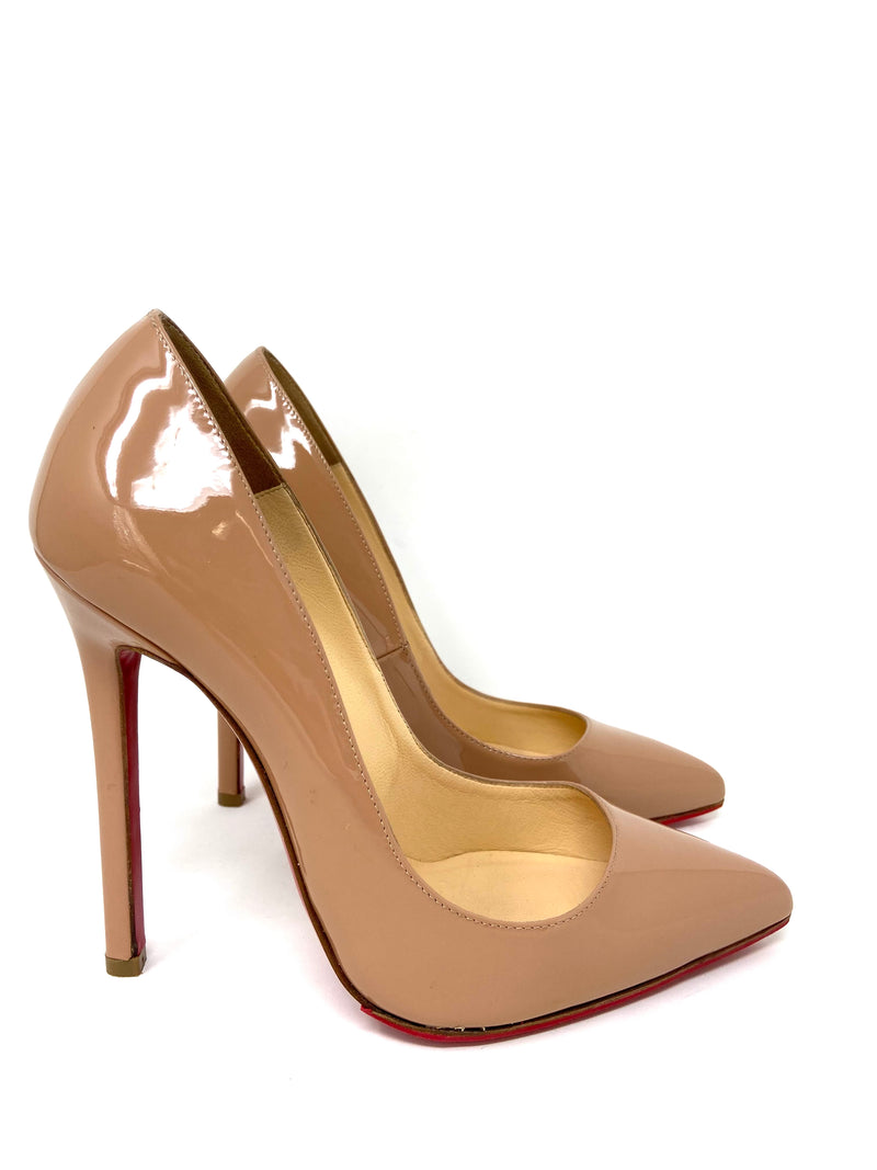 Christian Louboutin Pigalle 120 Nude Patent Heels 36