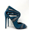 Dolce & Gabbana Green Teal Suede and Snake effect 120 heels 37.5