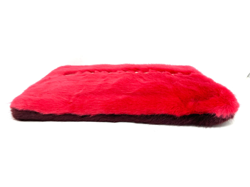 Faux Fur Two Tone Pink/Brown Large GV3 Wristlet Clutch Bag